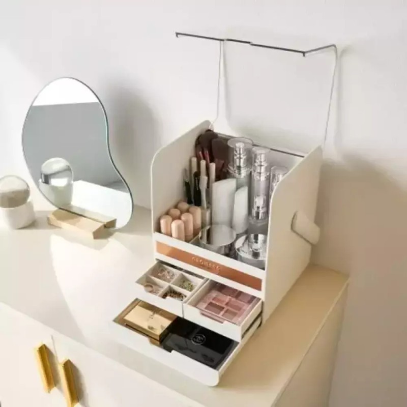 국산 뚜껑있는 화장품 정리함 화장대 메이크업박스 Domestic Makeup Organizer with
