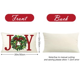 Ohok Decorative Christmas Cushion Cover, 30 x 50 cm, Polyester Linen Decorative Cushion Covers, Merry Christmas Cushion Covers, Decorative Cushion Cover Set for Bedroom, Living Room, Sofa (Joy Flower