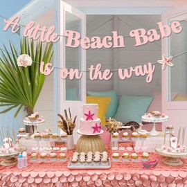 Beach Babe Baby Shower Decorations A Little Beachs Babe is on the Way Banner Beach Themed Newborn Baby Welcome Party for Girls Summer Hawaiian Beach Baby Shower Gender Reveal Decor Supplies