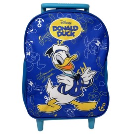 CARTOON Backpack Trolley Bag for School Kindergarten Daypack Backpack 28cm with Wheels and Extendable Handle, Donald Duck, 28 cm