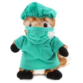 DolliBu Fox Doctor Plush Toy - Super Soft Red Fox Doctor Stuffed Animal Dress Up with Cute Scrub Uniform & Cap Outfit - Fluffy Doctor Toy Plush Gift with Personalization - 9.5 Inch