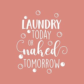 Aurabeam Vinyl Wall Art Decal - Laundry Today Or Naked Tomorrow - 21" x 17" - Modern Funny Joke Quote for Home Apartment Laundry Room Drying Machine Decoration Sticker