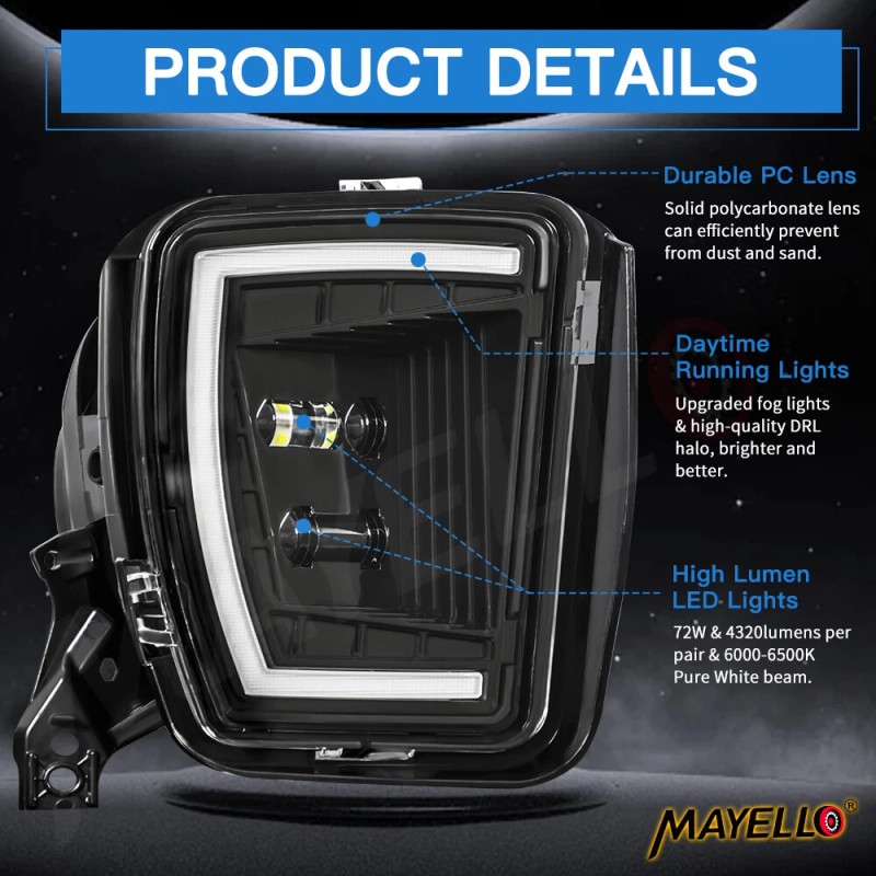 mayello DRL LED Fog Lights For Dodge Ram 1500 Accessories