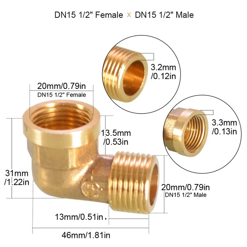 Threaded Fittings Brass Pipe, 90 Degree Connections Brass Hose Barb
