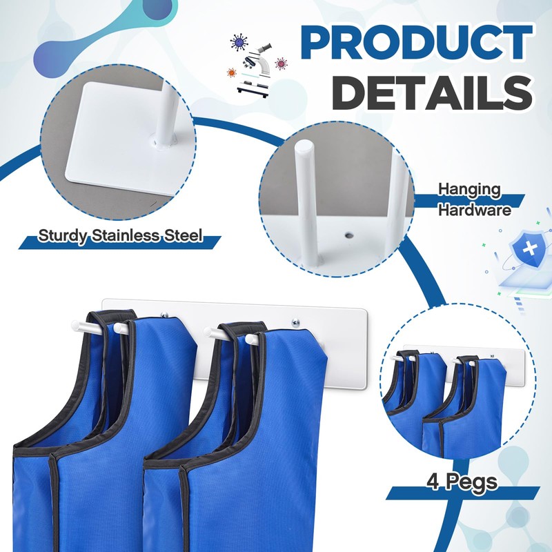 MorningRo 4 Peg X Ray Apron Rack Wall Mount 12