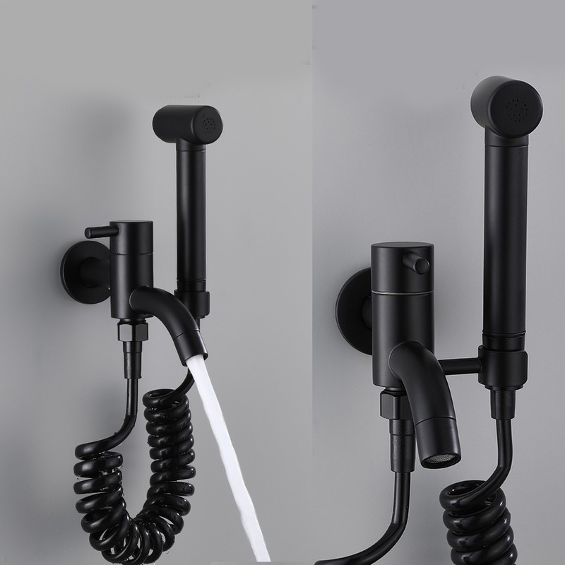 G1/2 Bidet Sprayer Handheld Black Alloy Toilet High Pressure Sprayer