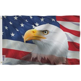 Anley Fly Breeze 3x5 Feet US Bald Eagle Decorative Flag - Vivid Color and Fade Proof - Canvas Header and Double Stitched - Patriotic Bald Eagle Flags Polyester with Brass Grommets 3 X 5 Ft