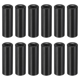 PATIKIL 12pcs M3 Metal Threaded Standoff Spacer Nuts, Round Aluminum Spacers Female Coupling Screws, 1/8" ID x 1/4" OD, Black 3x6x18mm