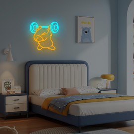 FuugZze Capybara Neon Signs for Wall Decor Capybara Neon Lights for Bedroom Dumbbell Light Up Sign Cute Animal Led Signs for Bedroom Wall Teen Gym Children's Room Party Decor Birthday Gifts