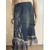 West 36th Blue Denim Beaded Embroidery Lace Boho Asymmetric Zip