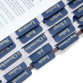 XKDOUS Leather Bible Tabs, Blue Bible Tabs for Men Women, Gold Bible Book Tabs, 66 Bible Tabs for Old and New Testament, Additional 9 Tabs (Navy Blue)