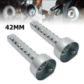 42 mm Silver Motorcycle Exhaust Silencer, Baceyong 2 Pieces Universal for Motorcycle Exhaust Baffle DB Killer Short Silencer