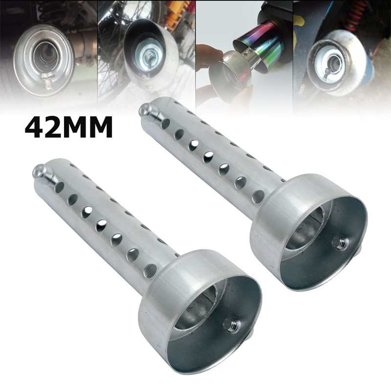 42 mm Silver Motorcycle Exhaust Silencer, Baceyong 2 Pieces Universal