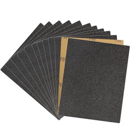 Premium 80 Grit Wet Dry Sandpaper Sheets 9"x11" - 12 Pcs | Imported Flexible Backing, Black Silicon Carbide Abrasive | for Woodworking, Automotive & DIY Projects