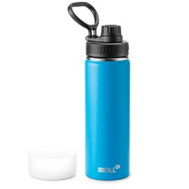 Mollcity 22 oz Water Bottle-Stainless Steel Vacuum Insulated Sports Water Bottle with Leak Proof Spout Lid-Reusable Metal Wide Mouth Water Flask for Travel (Sky Blue)