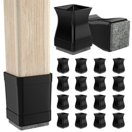 Square Chair Leg Protectors for Hardwood, 16Pcs Silicone Chair Legs Caps to Prevent Floor from Scratches and Reduce Noise, Easy to Move(1.25 Inch Black).