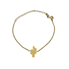 Gold Cactus Link Chain Bracelet (Stainless Steel) Miss Fit Boutique