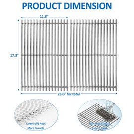 Outspark Grill Replacement Parts for Weber Spirit & Spirit II 300 Series 7638 Grates 7636 Flavorizer Bars W/Front Mount Controls E-310 E320 E330 S310 S320 S330 SP310 SP320 SP330 II E-310