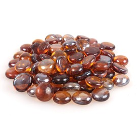 High Luster Decorative Fire Glass Marbles Beads,Fire Glass Pebbles Vase Fillers Beads for Fish Tank Aquarium Succulent Garden Decoration,17-19mm(2/3''-3/4''),335g/0.78lbs (Dark Amber)