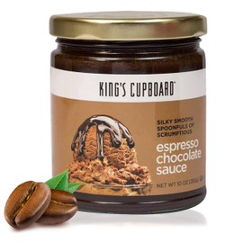 King's Cupboard Espresso Chocolate Sauce - The Perfect Hot Fudge Sauce for Topping Ice Cream & Desserts, Chocolate Coffee Drizzle, Baking, Fondue, Ganache - Gluten-Free, Kosher, All Natural 10 oz