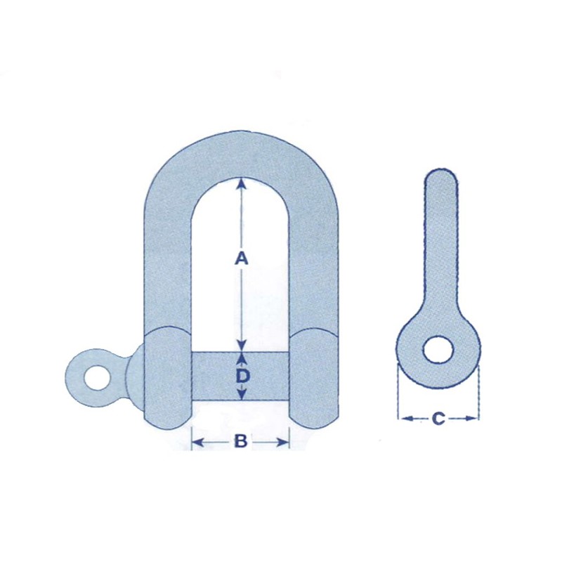 x2 3MM Galvanised Steel Commercial Dee Shackles