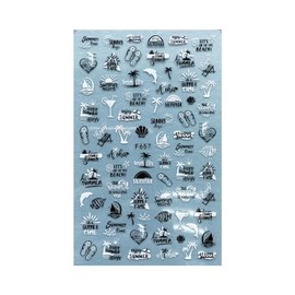 Generic Tropical Leaf Beach Nail Sticker Drink Pine Flamingo Fish Palm F657 Black White Nail Wraps Art Stickers Manicure Supplies for Women for Home Nails Full Long Lasting Easy Apply and Remove