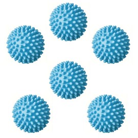 Reusable Laundry Dryer Balls, Sky Blue Plastic Anti-Static Fabric Softener, Reduces Wrinkles, Sustainable Cleaning Supplies, Essential Washing & Drying Aid for Soft, 6 Pack, 2.36 in (Sky Blue)