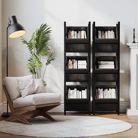 LITTLE TREE 3-Tier Basket Stand, Rustic Standing Organizer Storage Rack, Wooden Floor Stand Shelving Unit for Kitchen, Bathroom, Living Room