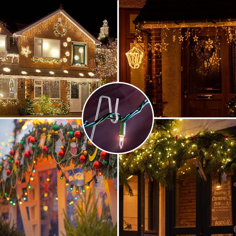 60-Count Metal Gutter Hooks for Outdoor Christmas Lights, Outside Lights