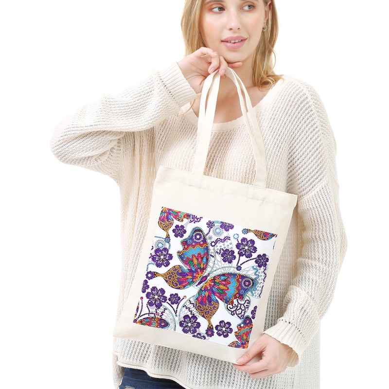 DIY Diamond Painting Shopping Bag Rhinestones Painting Tote Bag with
