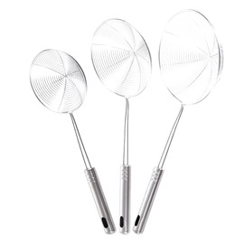Voittozege Spider Strainer Set of 3 Stainless Steel Skimmer Kitchen Pasta Strainer Spoon with Long Handle Solid Stainless Steel Spider Strainer Skimmer Ladle for Cooking &Frying (4.5"+5"+6")