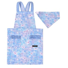 COLORFUL CANDY STYLE N7907610 Children’s Slip-On Cross-Back Apron and Bandanna Set, Girls, for Children 3 Feet 3.4 Inches - 3 Feet 11.2 Inches (100 - 120 cm) in Height, Moonlight Butterfly