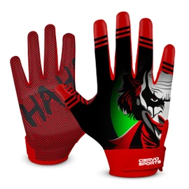 CIERVO SPORTS Football Receiver Gloves for Adult & Youth Non-Slip Silicon Grip Gloves (Black/Red, Youth X-Large)