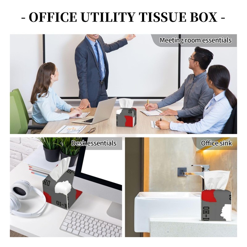 WCMYII Tissue Box Cover Ohio State Gray Modern PU Leather