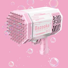 [Buy One Get One Free]Bubble MachineGun for Kids,40 Holes Rocket BubbleMaker with Light, Bubble Blaster Bubble Blower Tovs Party FavorGraduation Outdoor Activity for Kids bathbubblemachine burble machine:_pink