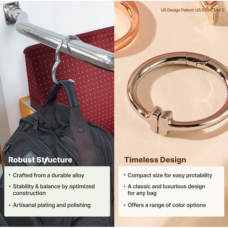 iHELIA Purse Hook Hanger for Table (Signature) - Premium Bag