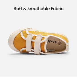Balabala Toddler Sneakers for Boys and Girls Dual Hook and Loops Sneakers Slip On Canvas Shoes Soft and Durable Yellow