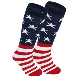 Century Star Kids Soccer Socks Blue Socks Tube Socks Boys Girls Cheer Socks Blue Softball Socks 1 Pair American Flag 6-9 Years