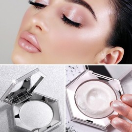 KARLOR Face Highlighter Palette, Shimmer Glitter Bronzer Makeup, Pealen White Face Body Cheek Highlighter Glitter Diamond Shimmer, High Pigment Shiny Powder, Durable Makeup Highlighter Powder