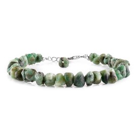 Rohes Smaragd -Armband für Frauen, natürlicher Edelsteinrauer, Geburtsstein, zierlich handgefertigte Schmuck, Chakra Energy Healing Crystals, 925 Sterling Silber Chain 8 Zoll