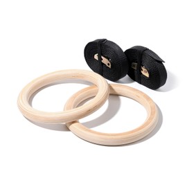 NEXPro Wood Gymnastic Ring Olympic Strength Training Gym Rings Wooden