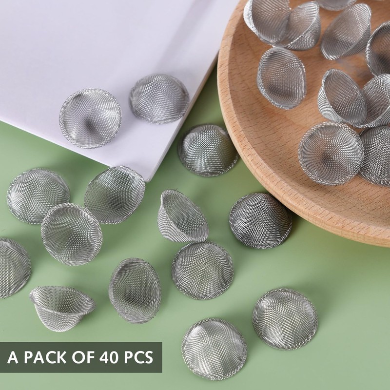 40 Pcs Stainless Steel Pipe Screens Filter, Adjustable Pre-Cut Bowl