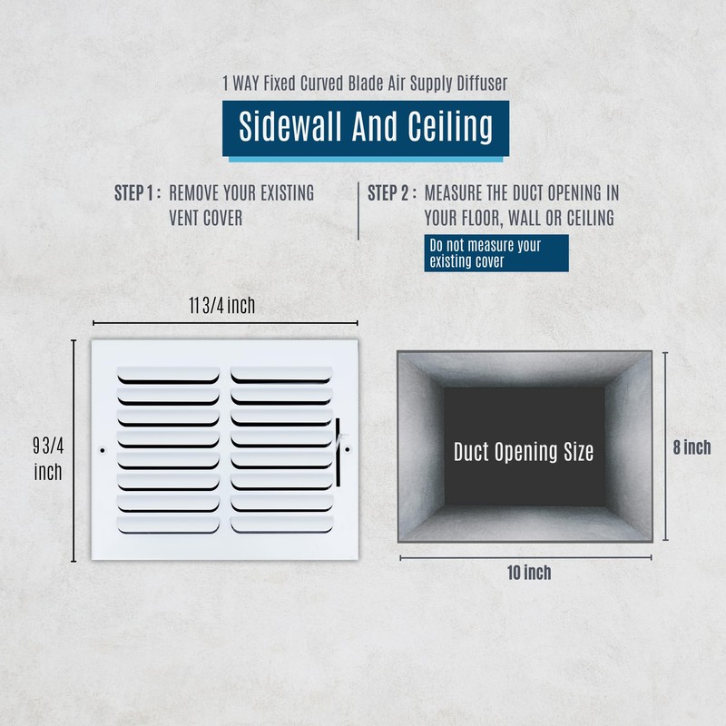 Fits 10x8 Duct Opening 1 Way Fixed Curved Blade Air