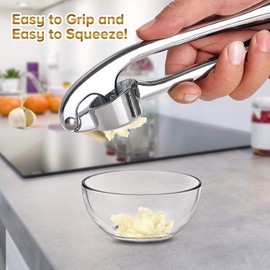 ORBLUE Garlic Press, Stainless Steel Mincer and Crusher with Garlic Rocker and Peeler Set – Professional Grade, Dishwasher Safe