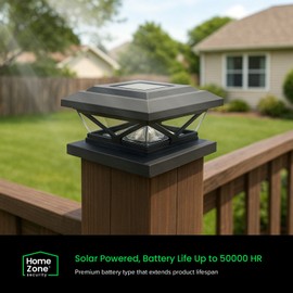 Home Zone 4-pack Solar LED Post Cap Light w/ LiFePO4 Battery Dusk to Dawn Black