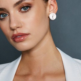 BriLove 2 Pairs Matte Gold Silver Earrings Set for Women, Fashion Geometric Button Retro Statement Drop Pierced Lightweight Hypoallergenic Jewelry Gift