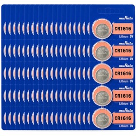 Murata CR1616 Battery DL1616 ECR1616 3V Lithium Coin Cell (100 Batteries)