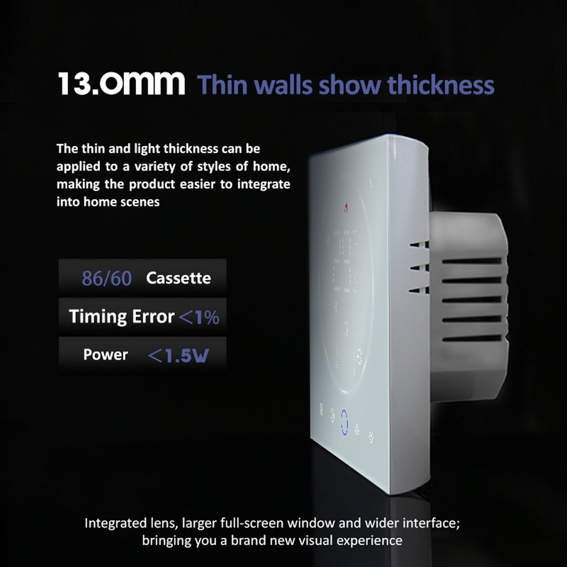 Smart Thermostat LED Screen Water Heating Control 13mm Recessed Wireless