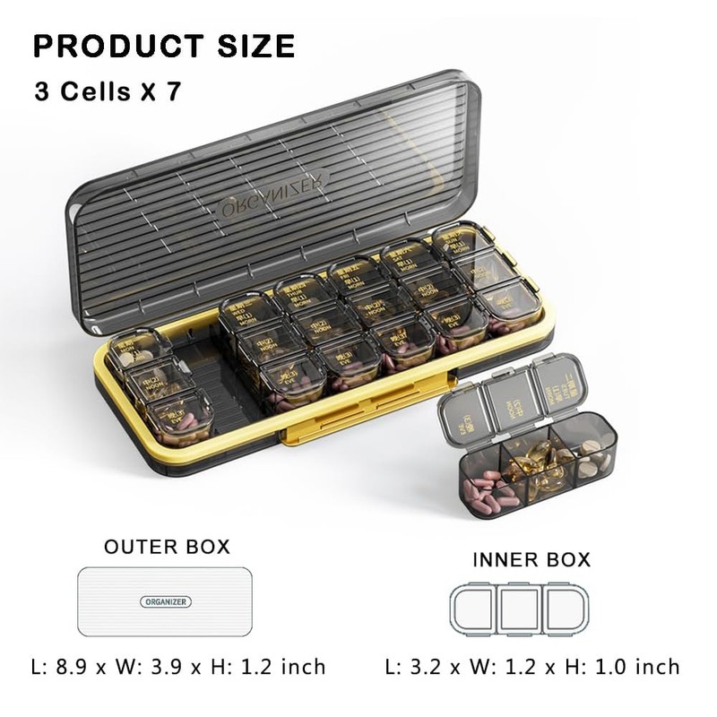 ROWNYEON Weekly Pill Box Organiser Pill Boxes 7 Day 3