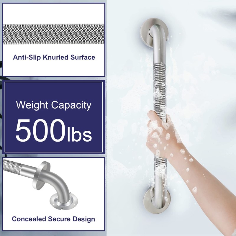 2 Pack Shower Grab Bar with Knurled Anti-Slip Grip 18